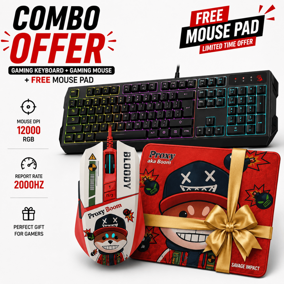Bloody B17 Gaming Combo Set With RGB Mouse + RGB Keyboard + Free Mouse Pad MyGamingStore