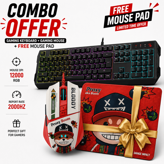 Bloody B17 Gaming Combo Set With RGB Mouse + RGB Keyboard + Free Mouse Pad MyGamingStore