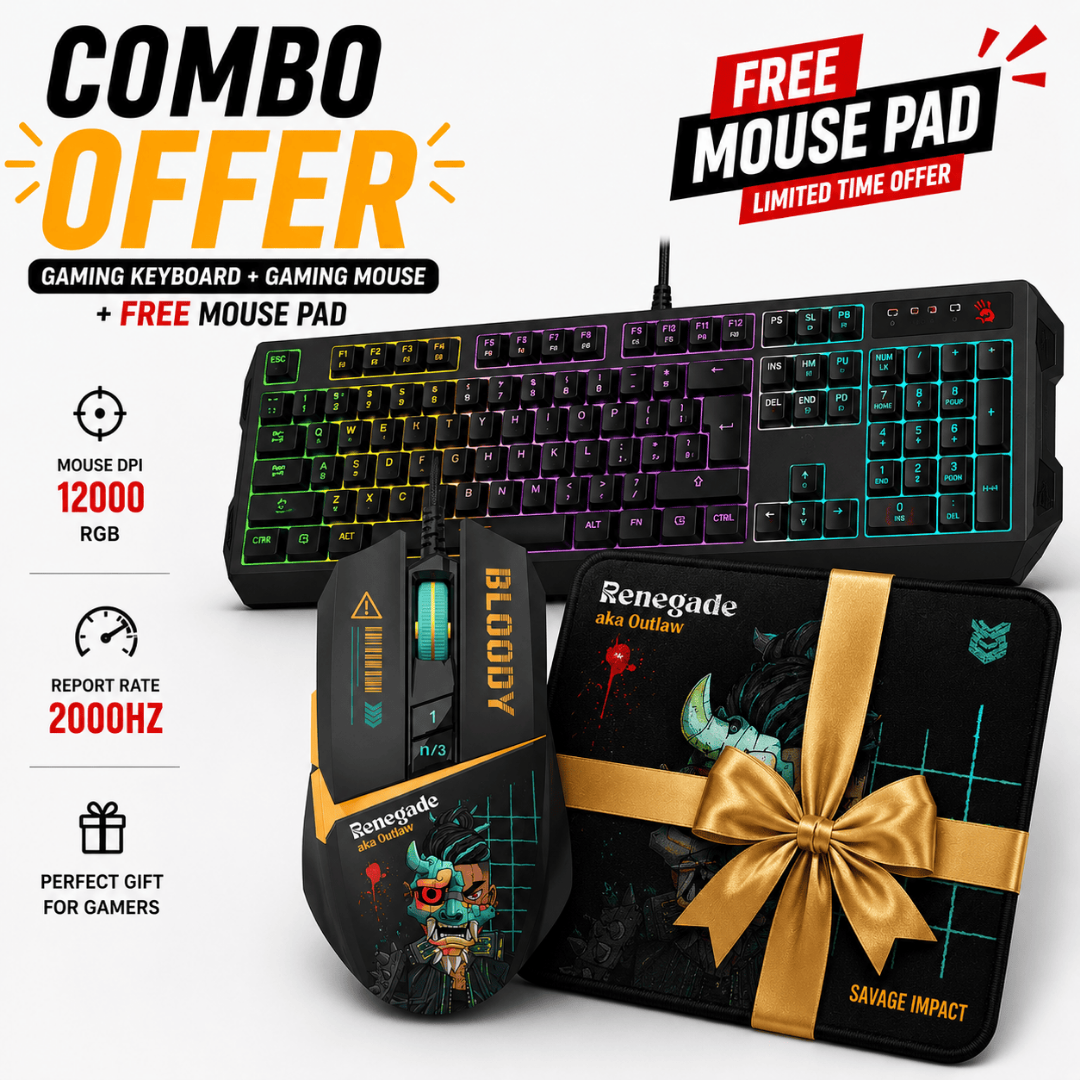 Bloody B17 Gaming Combo Set With RGB Mouse + RGB Keyboard + Free Mouse Pad MyGamingStore