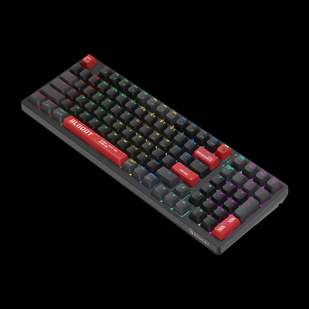 Bloody WS98 Wireless Mechanical RGB Gaming Keyboard | Bluetooth, 2.4GHz & USB-C, 98-Key 80% Compact, Red Switch MyGamingStore