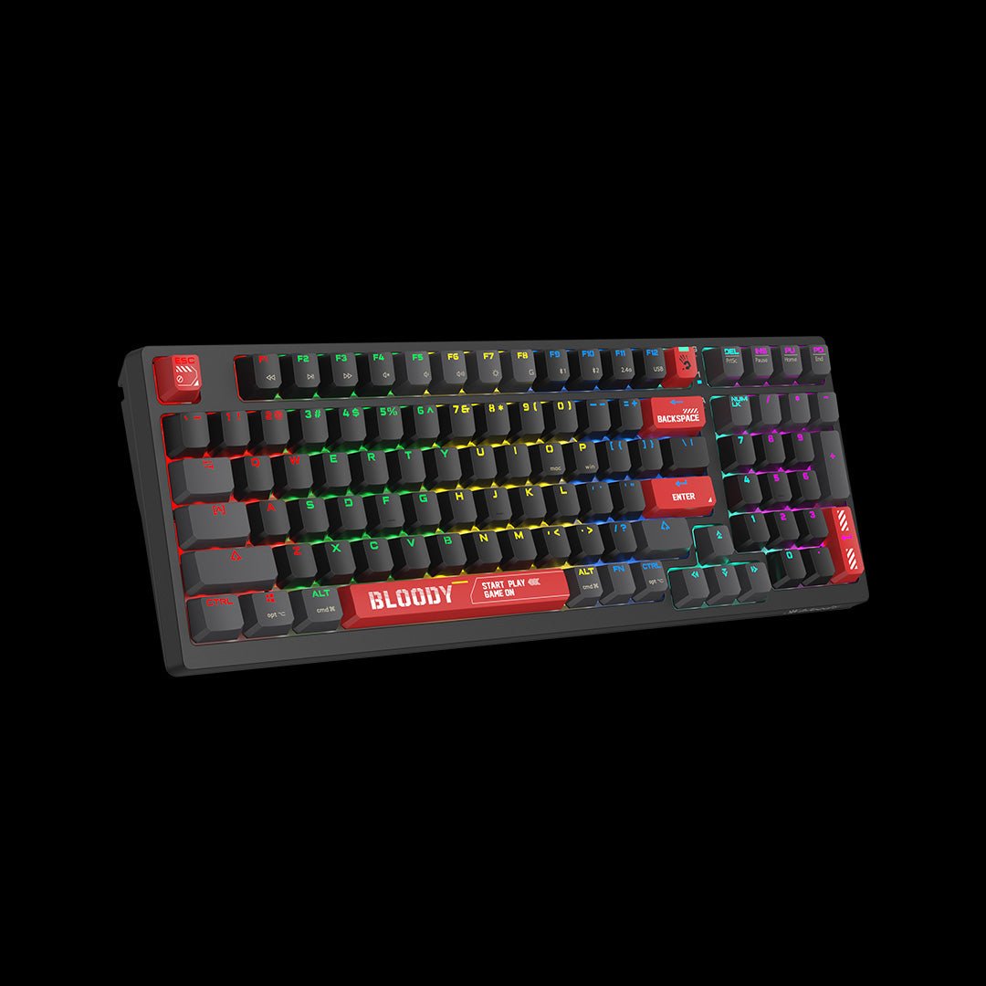 Bloody WS98 Wireless Mechanical RGB Gaming Keyboard | Bluetooth, 2.4GHz & USB-C, 98-Key 80% Compact, Red Switch MyGamingStore