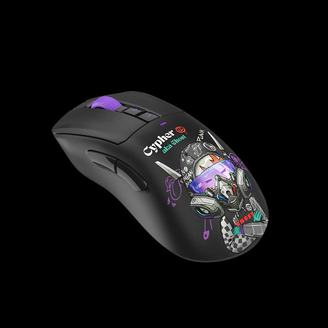 R73 Ultra Duo Dual Mode Wavelink Wireless Gaming Mouse - Cypher Ghost, Multi Functional Receiver Dock 20K DPI,USB to Type-C Adaptor, 1000 Hz Polling Rate,75H Playtime, Anti Slip Stickers Included MyGamingStore
