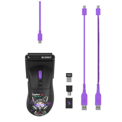 R73 Ultra Duo Dual Mode Wavelink Wireless Gaming Mouse - Cypher Ghost, Multi Functional Receiver Dock 20K DPI,USB to Type-C Adaptor, 1000 Hz Polling Rate,75H Playtime, Anti Slip Stickers Included MyGamingStore