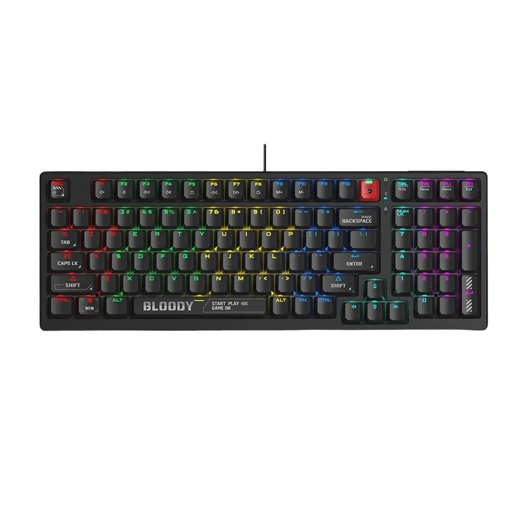 Bloody S98 RGB Wired  Mechanical Keyboard with BLMS Switches, 98 Key Layout, 25 PBT Keycaps, Hot Swappable, NKRO MyGamingStore