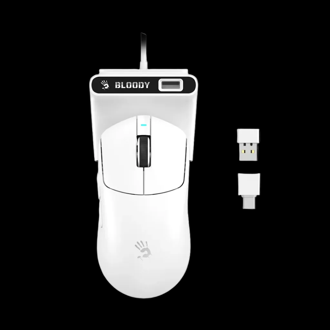 Bloody R77 Ultra Dual Mode Wireless Gaming Mouse with Wireless Charging Dock, 20000 DPI, 1000Hz Polling Rate, 75H Playtime MyGamingStore